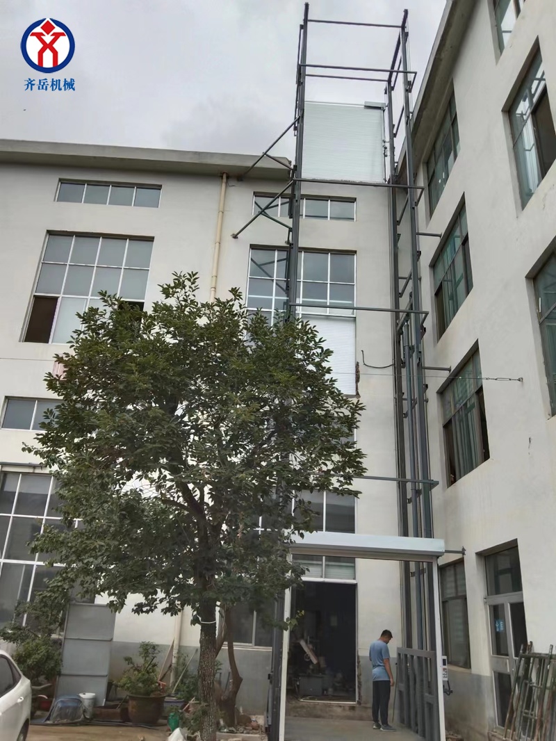 淄博市博山区室外三层导轨式升降平台安装验收